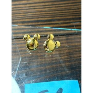 Disney Mickey Minnie Mouse Stud Earrings Gold Lightweight Napier Jewelry